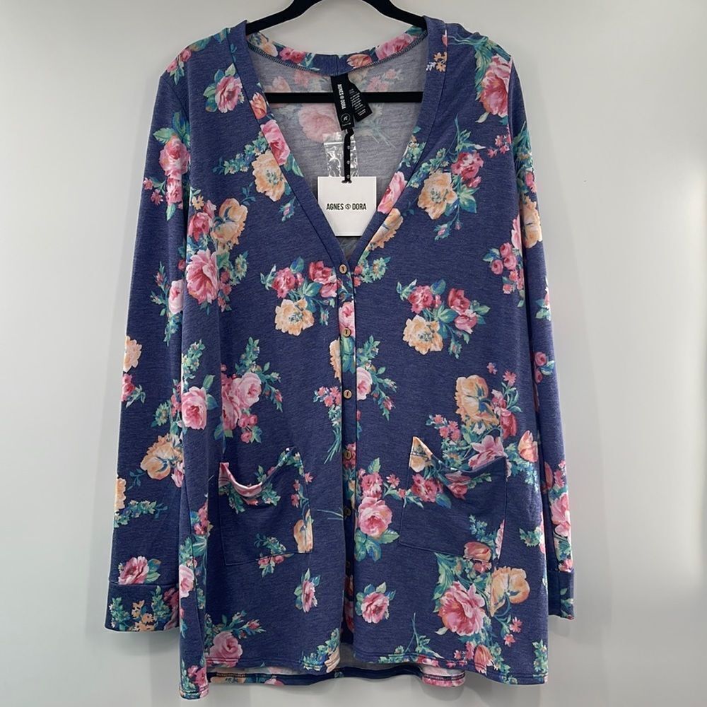 3For$20 NWT Agnes and Dora Blue/ Pink flowers Cardigan